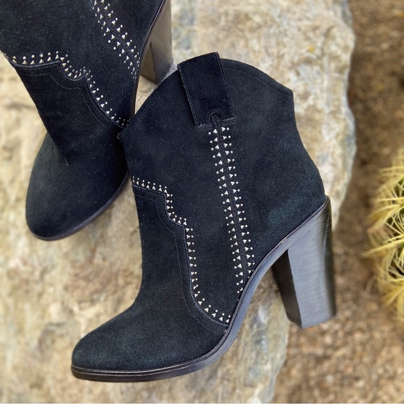 JOIE Monte Western Suede Ankle Boots with Silver Studs - Picture 3 of 12